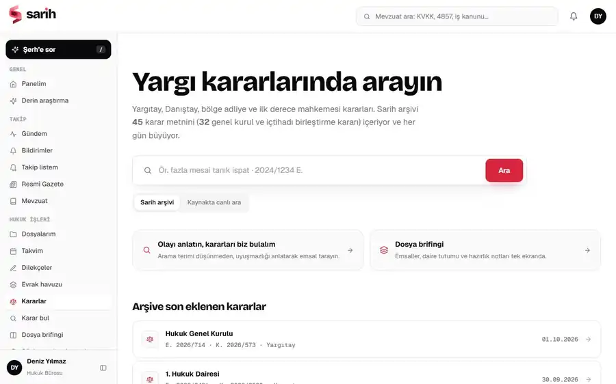 Karar arama kullanım kaydı: Ara, aç, oku