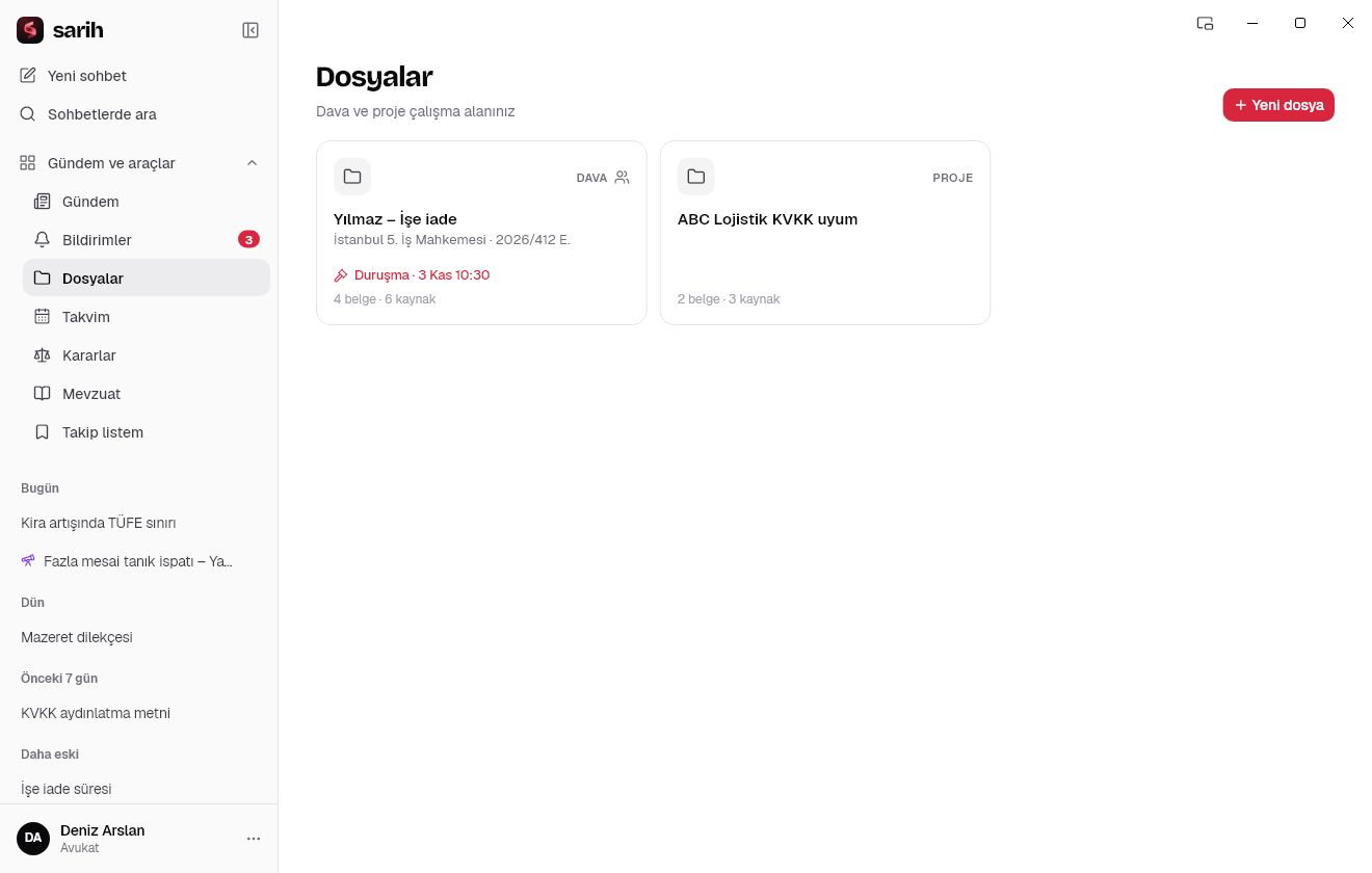 Dosya çalışma alanı ekranı