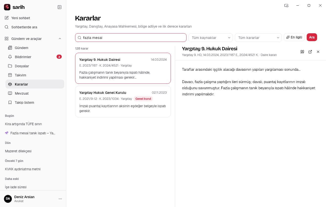 Karar arama ekranı